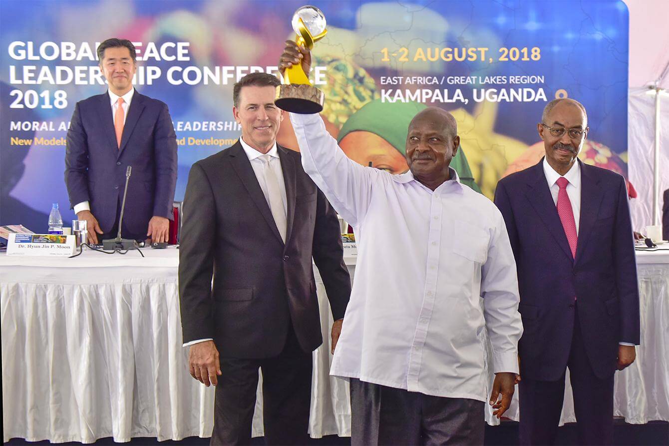 2nd August 2018 - President Yoweri Museveni recognised for his exeptional championiship of Peace - Global Peace Leadership Conference - Munyonyo - Kampala